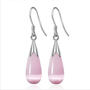 Sterling Silver Pink Opal Earrings